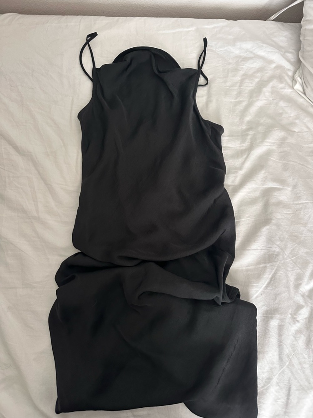 Free People Black Maxi Slip Dress with Spaghetti Straps